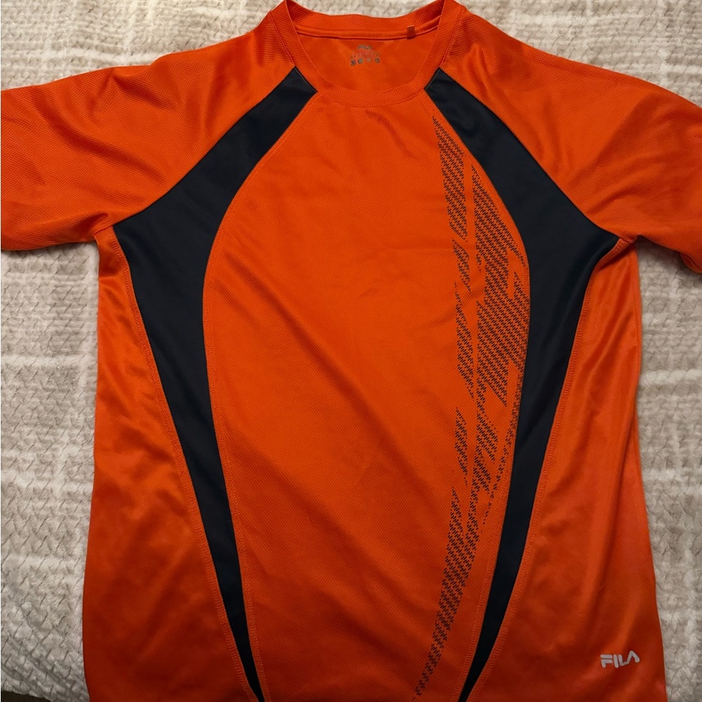 Fila Men's Orange and Black Short Sleeve Tee